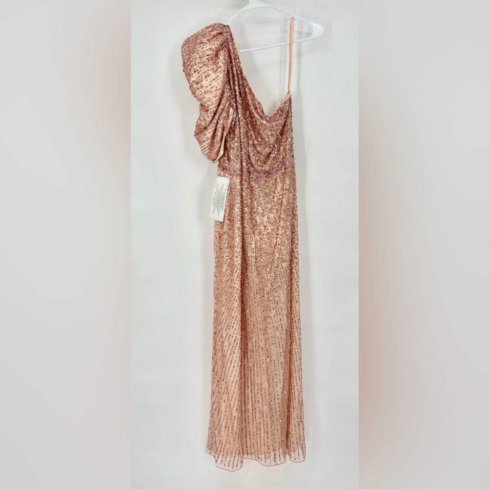 Mac Duggal | NWT Women’s 18 Apricot 5622 Sequin One Shoulder Evening Gown Prom - Picture 2 of 9